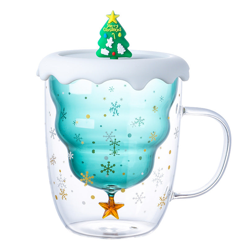 Double-Wall Borosilicate Glass Christmas Cup with Lid