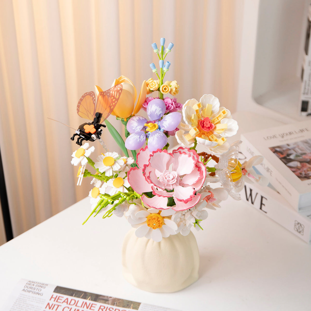 Eternal Flower Building Blocks Set with Vase
