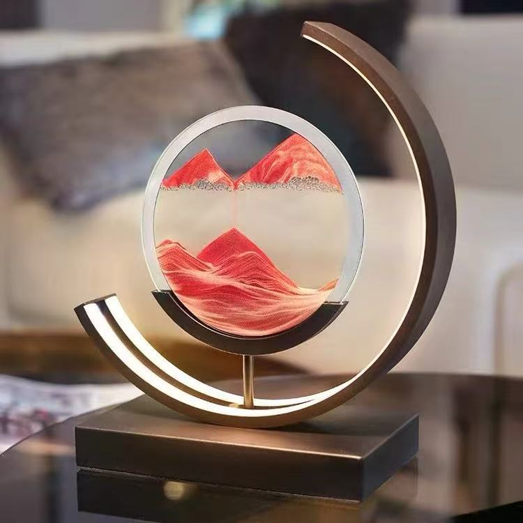 Glass hourglass table lamp
