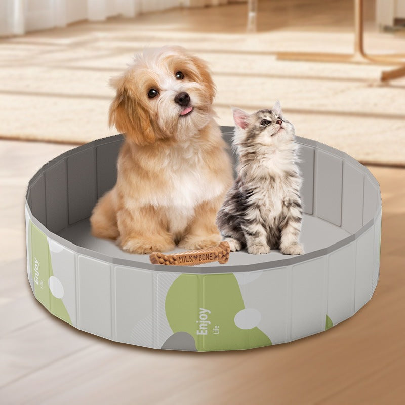Foldable Inflatable Pet Bathing Pool with Safety Fence