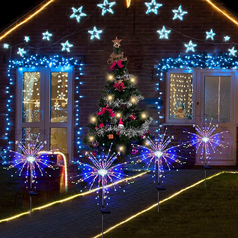 Solar Powered Firework LED String Light Outdoor Waterproof Garden Decoration
