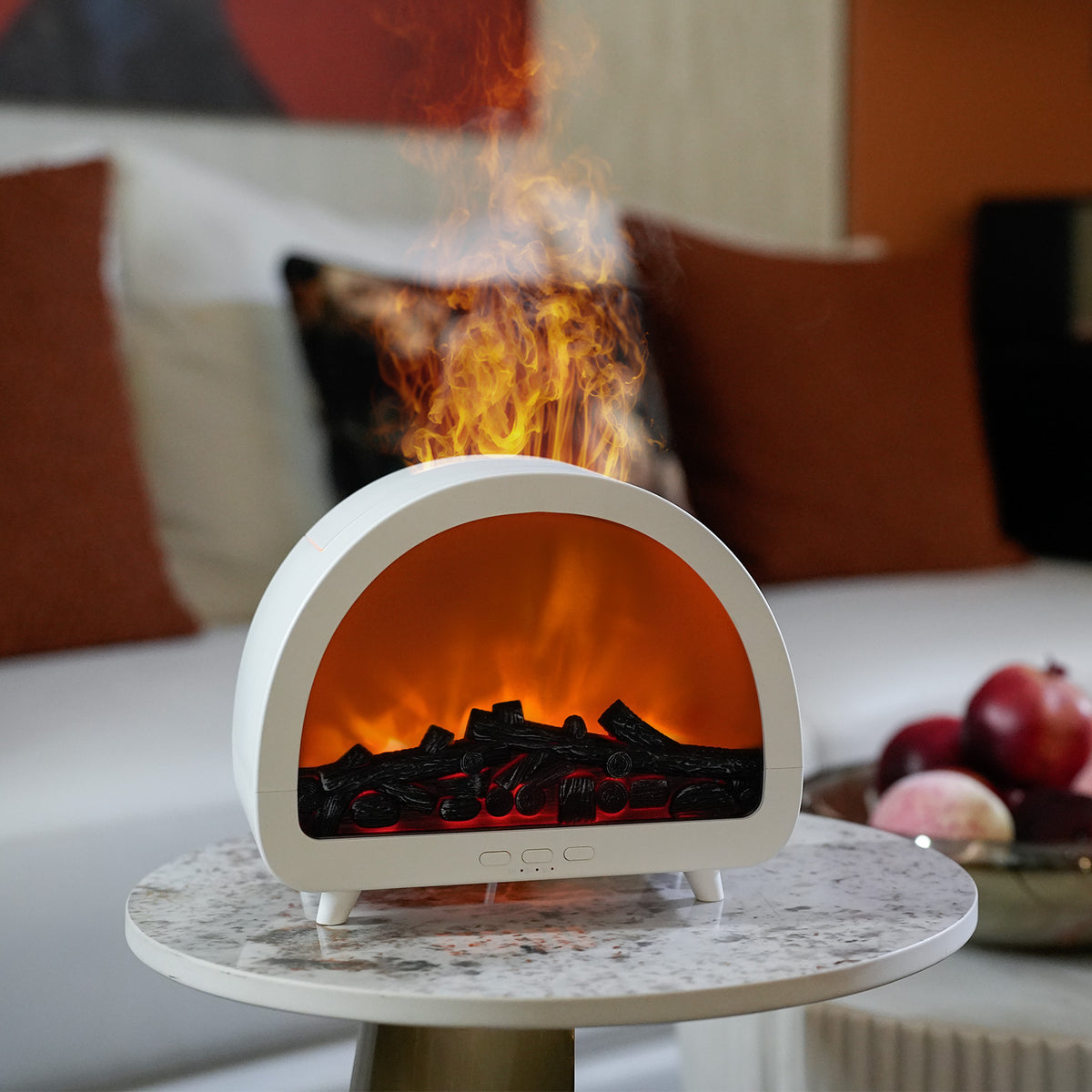 3D Flame Effect Ultrasonic Aromatherapy Humidifier with Aurora Light and Large Fog Output