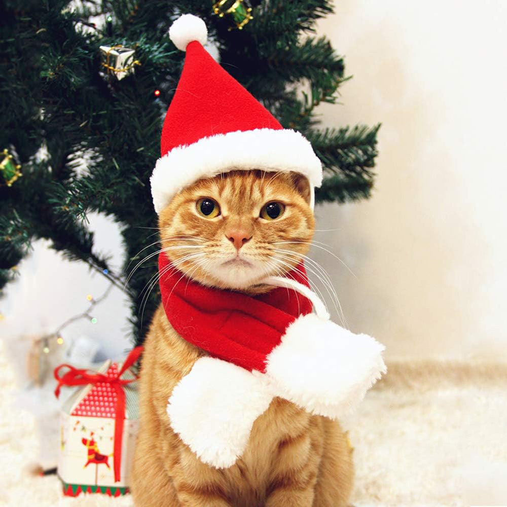Pet Christmas Scarf Hat