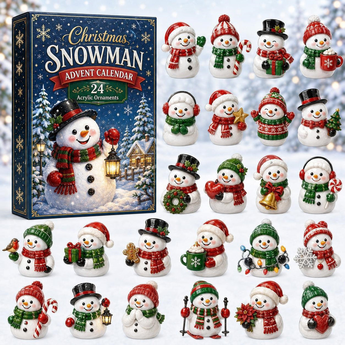 Christmas Advent Calendar Acrylic Blind Box Decoration Collectible Toy