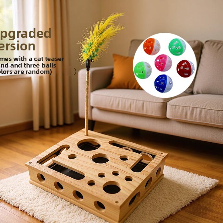 Wooden Cat Puzzle Toy Box