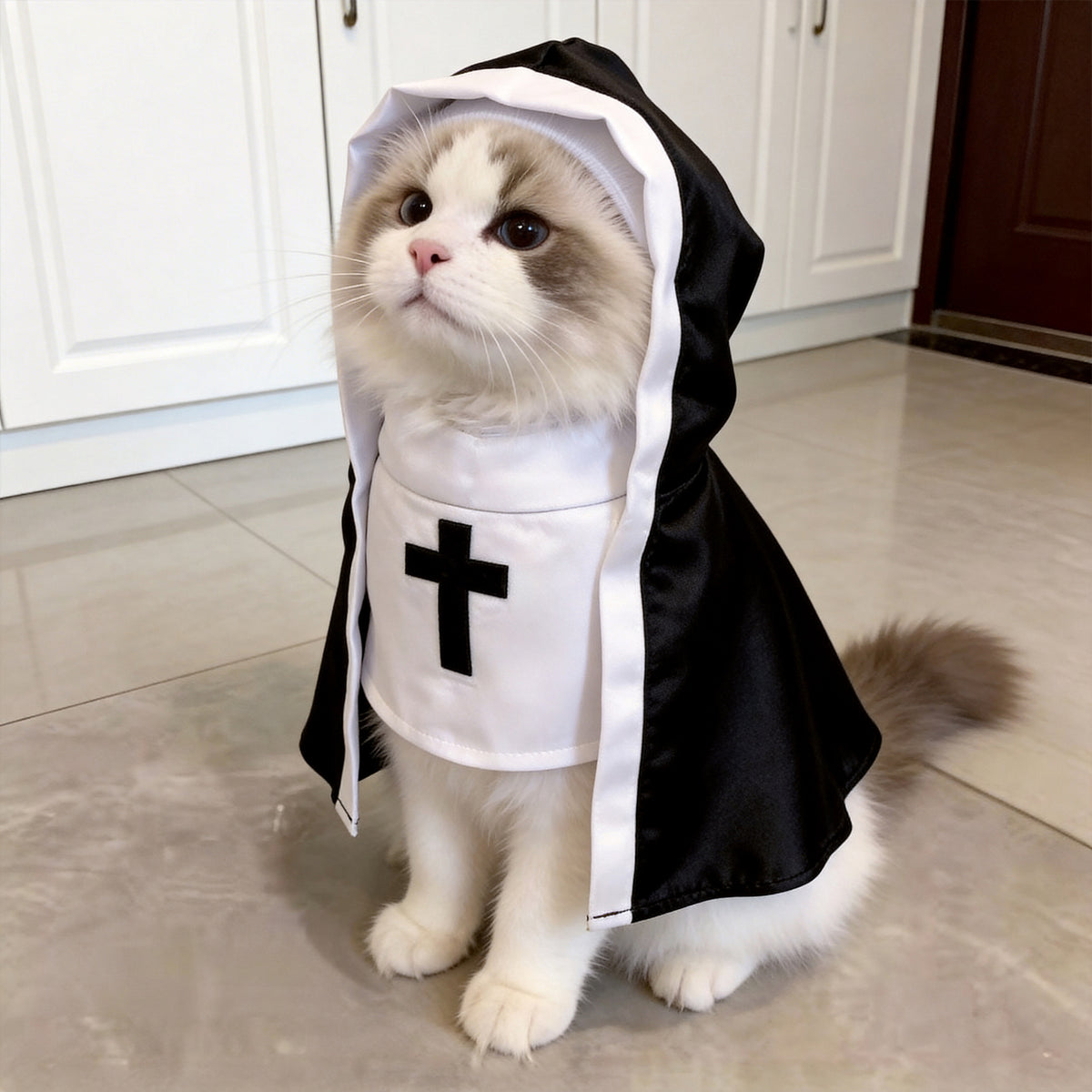 Funny Nun Pet Costume Cosplay Clothes for Small and Medium Cats Dogs