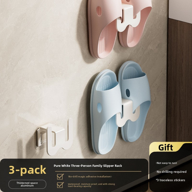 Bathroom Slipper Rack Wall-Mounted No-Drill Storage Shelf