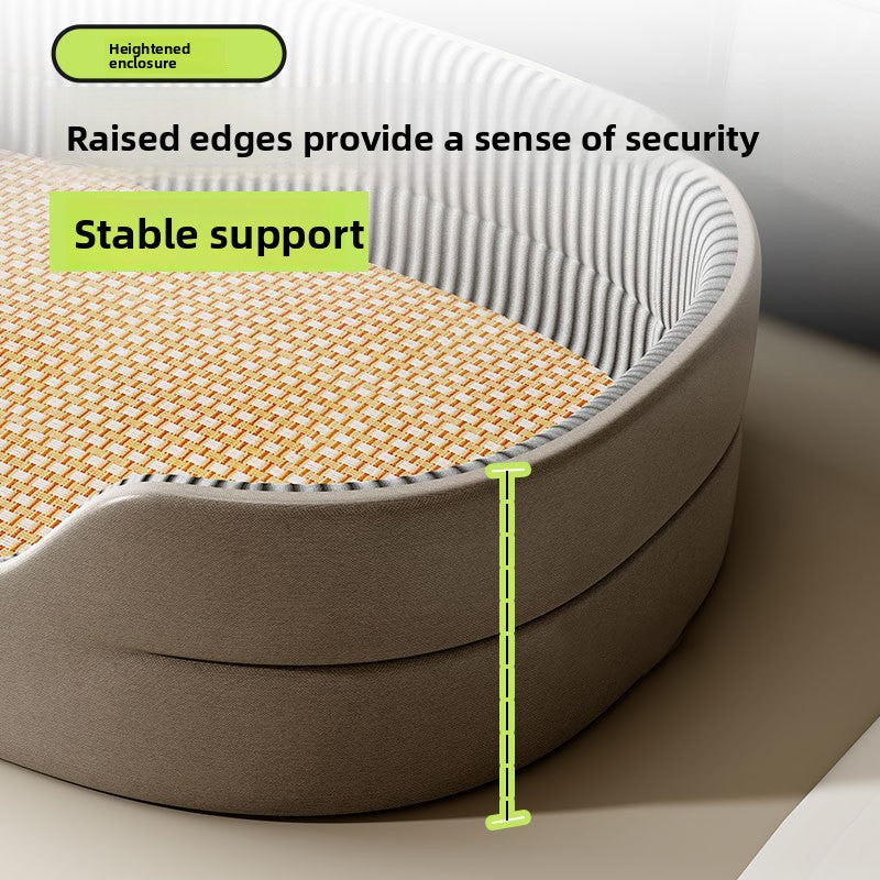 Plush Pet Cooling Bed with Raised Fence