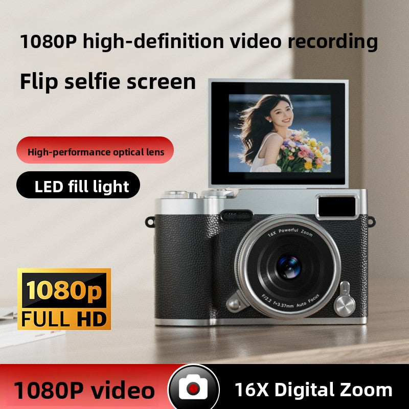 Retro Flip-Up Digital Camera with High-Definition CCD Sensor
