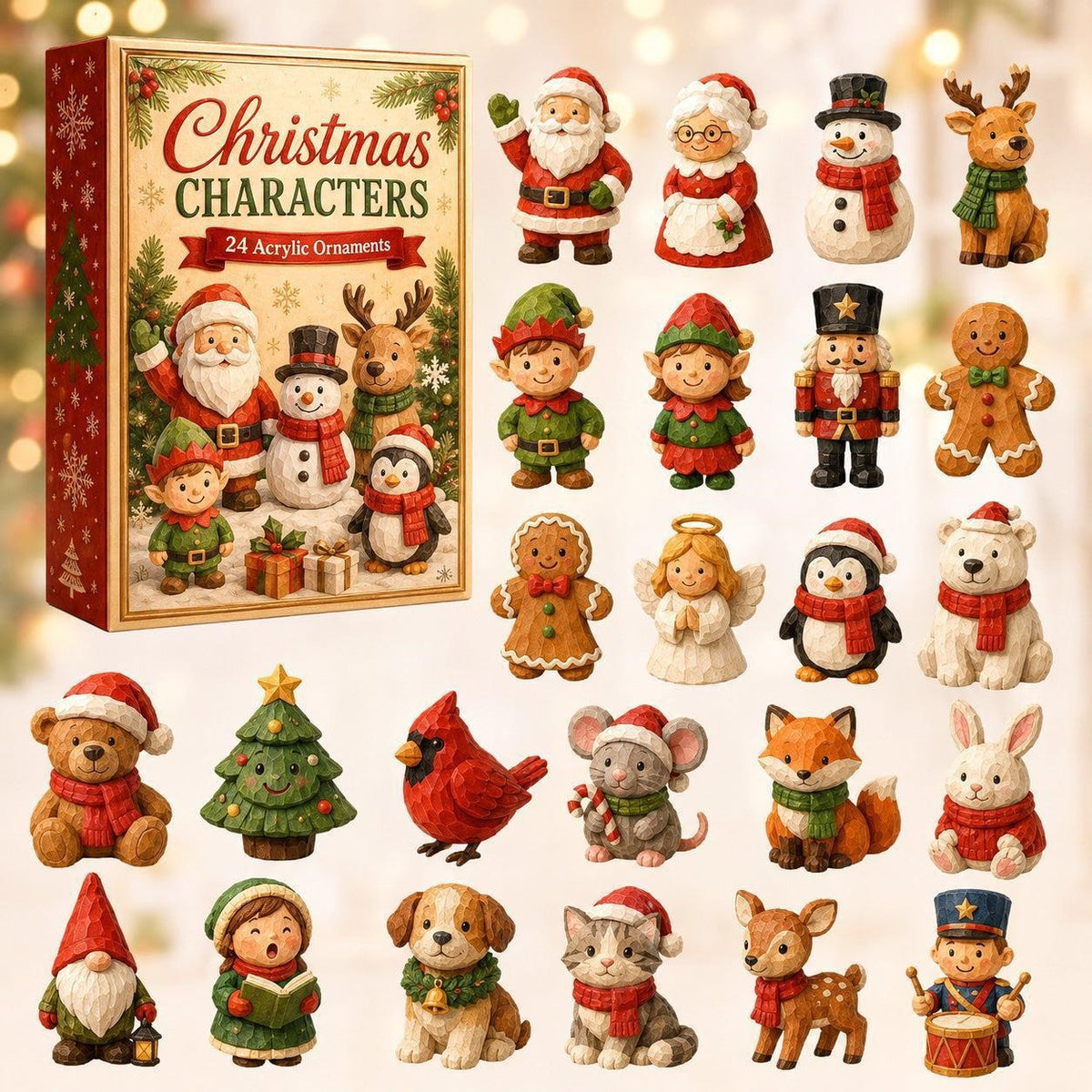 Christmas Advent Calendar Acrylic Blind Box Decoration Collectible Toy
