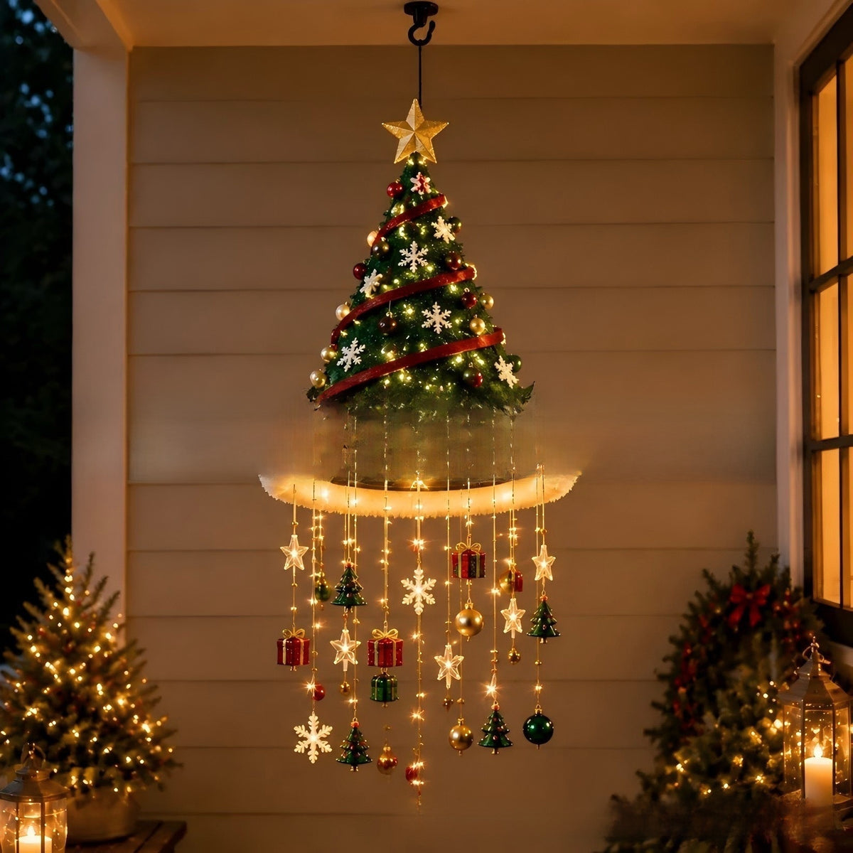 Luminous Christmas Hat Wind Chime Light for Indoor and Outdoor Holiday Decoration