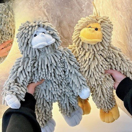 Cute 3D Chenille Doll Hand-Wiping Ball Super Absorbent Hanging Towel for Kitchen Bathroom