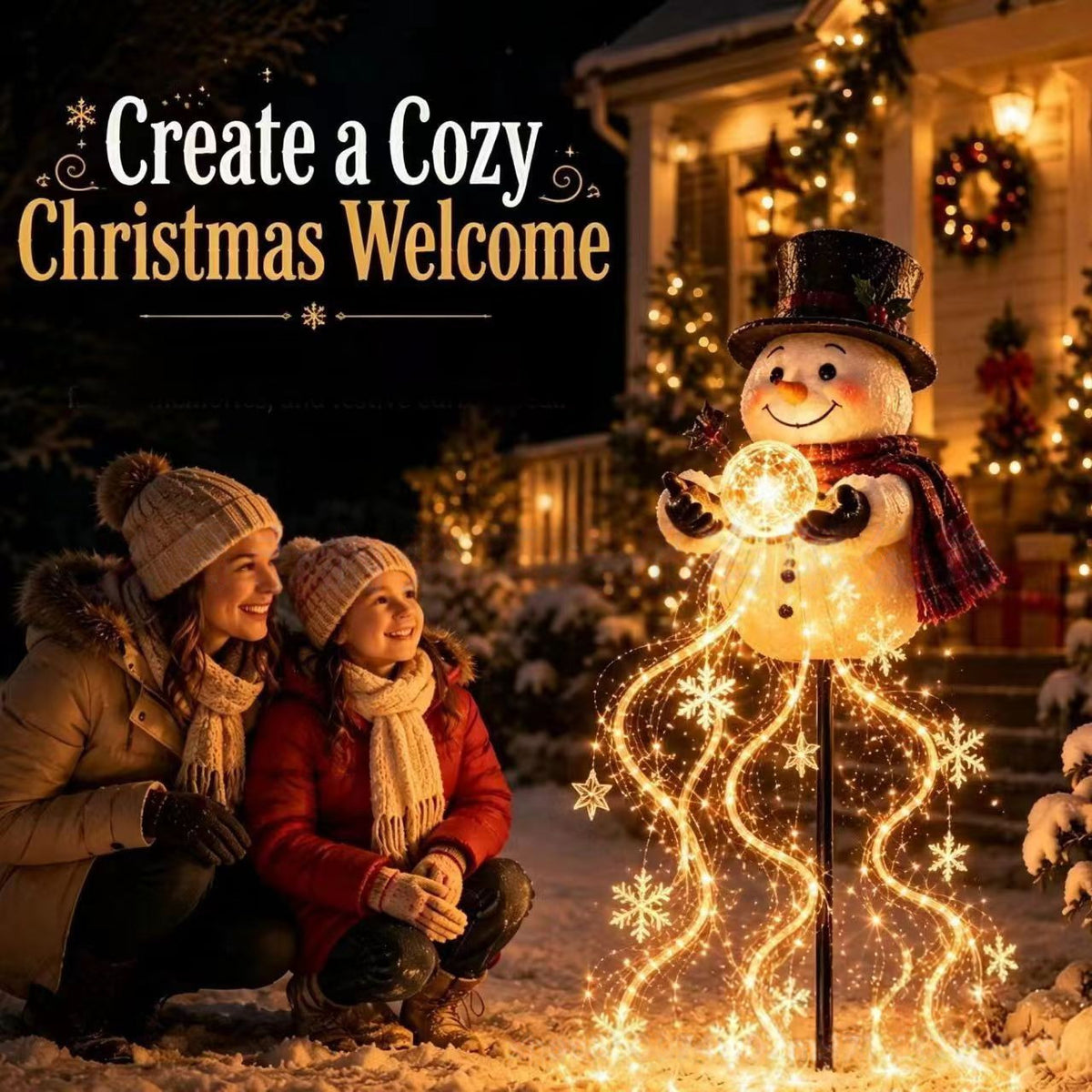 Snowman Magic Fountain Garden Light