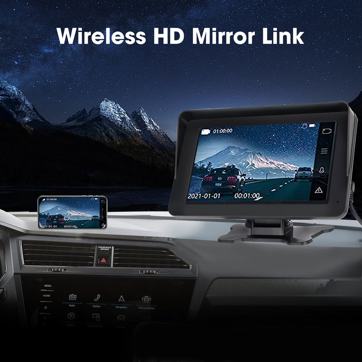 7 Inch Wireless Car Display with GPS Navigation and FM Transmitter