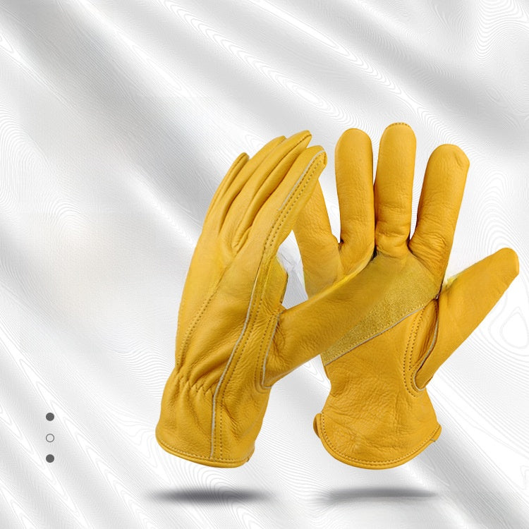Cowhide Leather Work Gloves Full Finger Protective