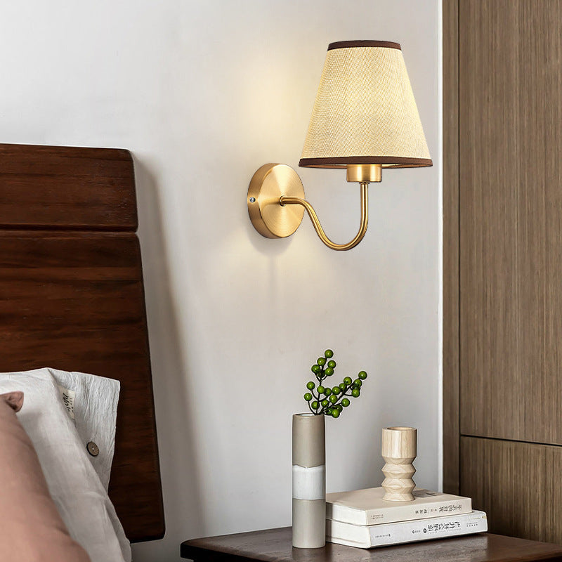 Fabric Shade Bedroom Wall Lamp with E27 Socket