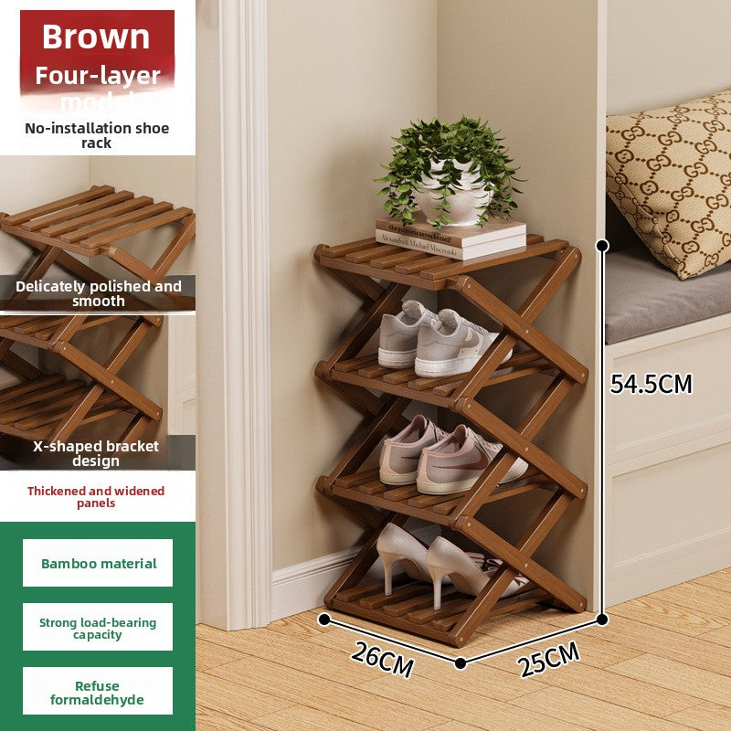 Foldable Bamboo Shoe Rack
