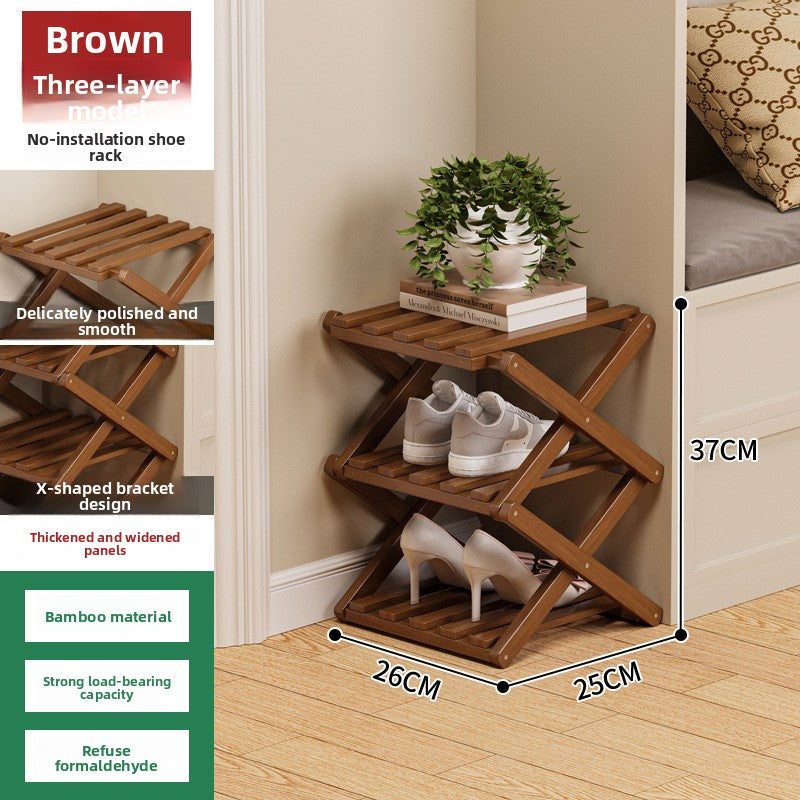 Foldable Bamboo Shoe Rack