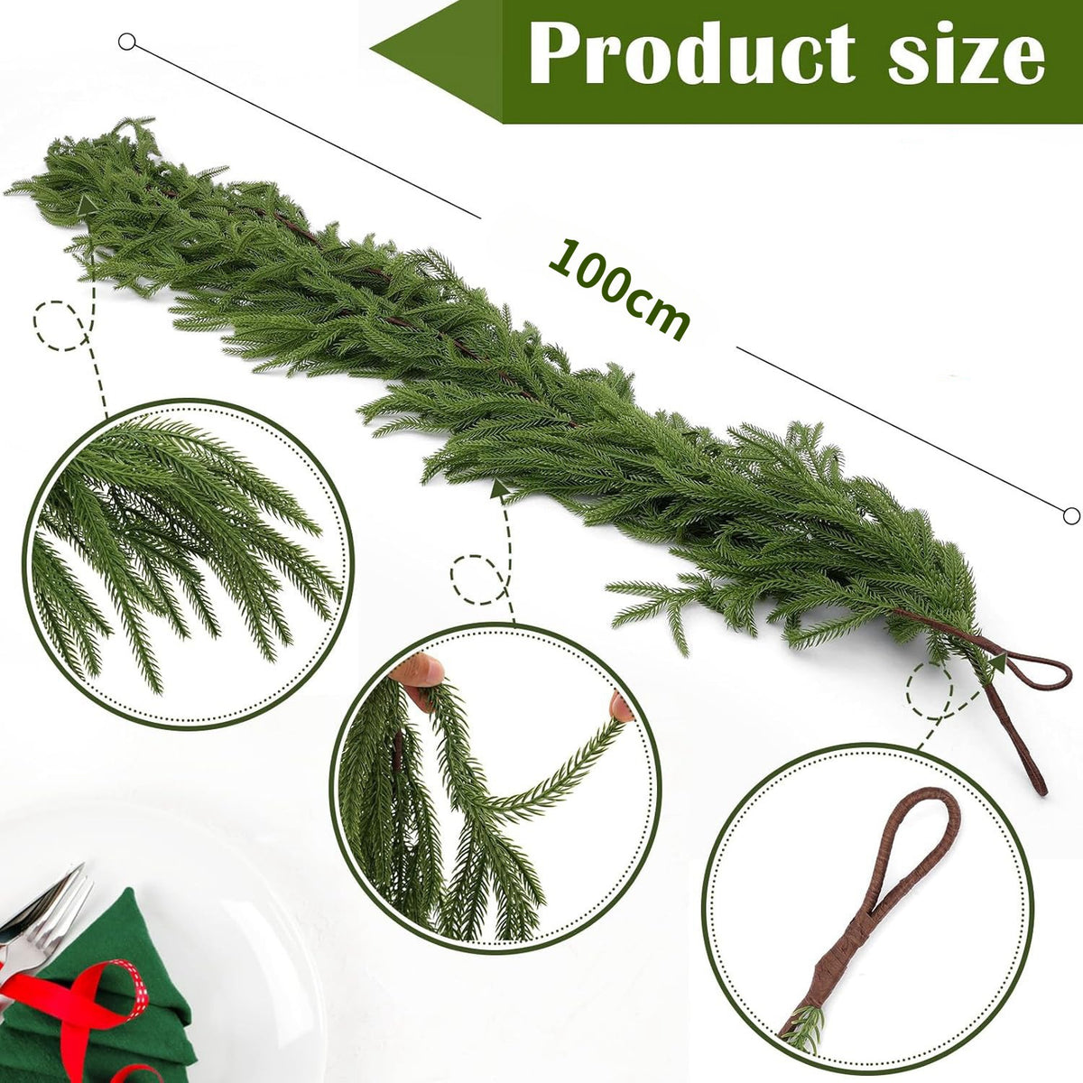 Simulated Pine Needle Rattan Christmas Wreath