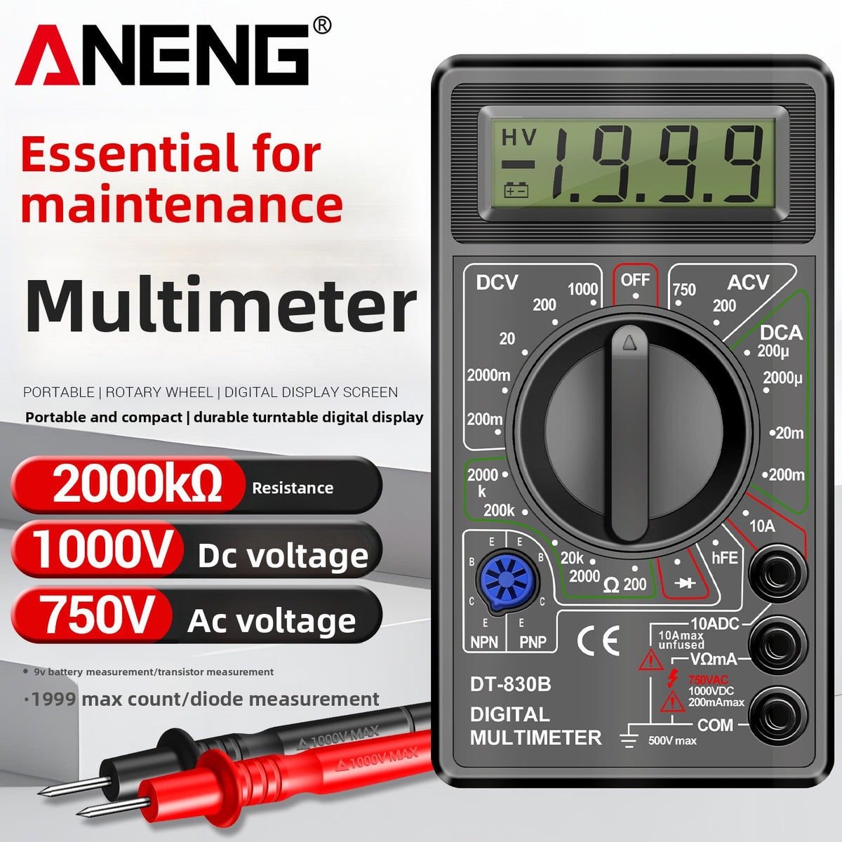ANENG Digital Multimeter 830B High Precision Electrical Tester
