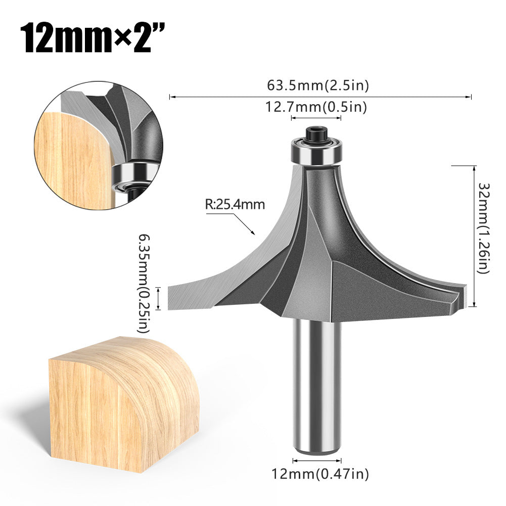 Tungsten Steel Round Angle Woodworking Milling Cutter