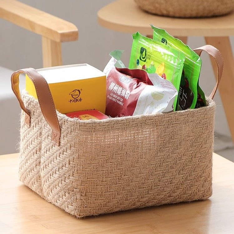 Foldable Jute Fabric Storage Basket