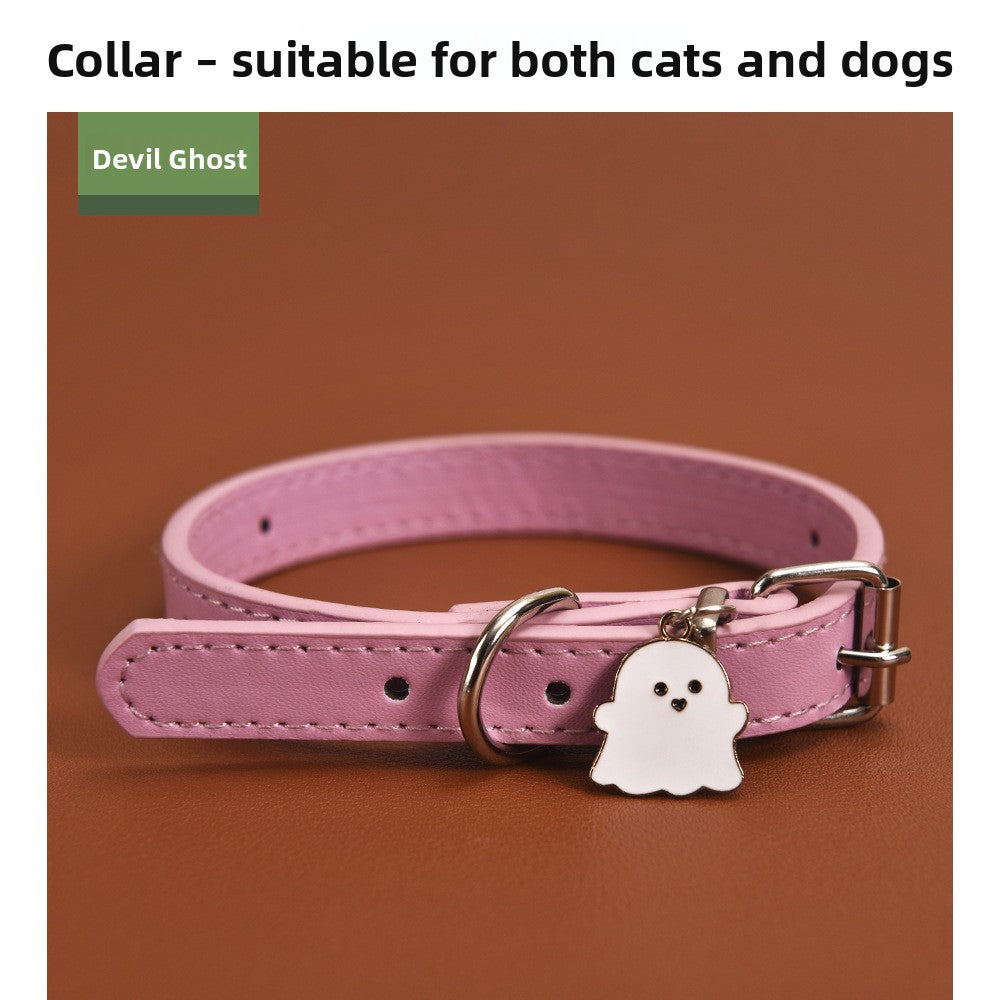 Halloween Pumpkin Lantern Pu Leather Dog Collar