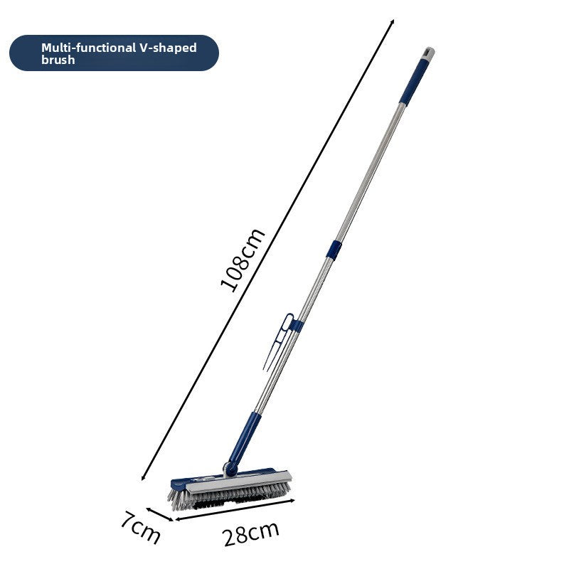Long Handle Dual Scraper Floor Brush for Bathroom and Tile Cleaning