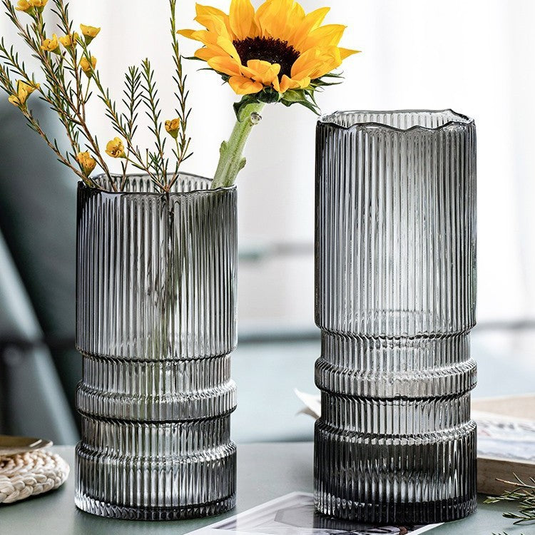 Thickened Smoky Gray Glass Flower Vase