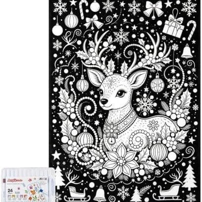 Christmas DIY Coloring Blanket with Markers