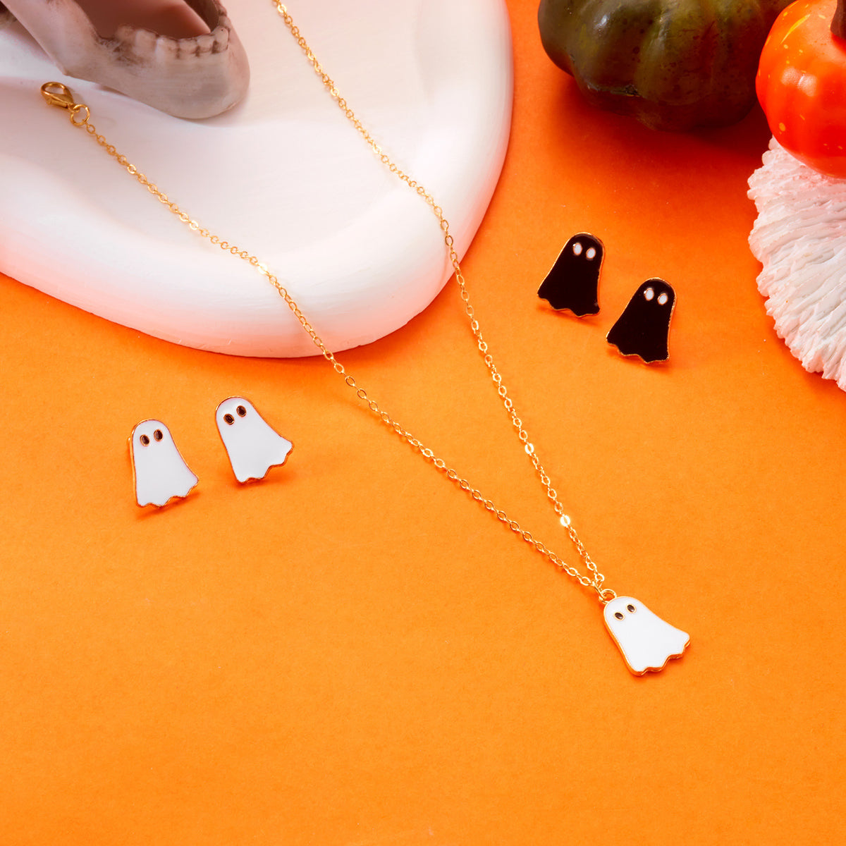 Necklace Earrings Set All-match Ghost Halloween Jewelry