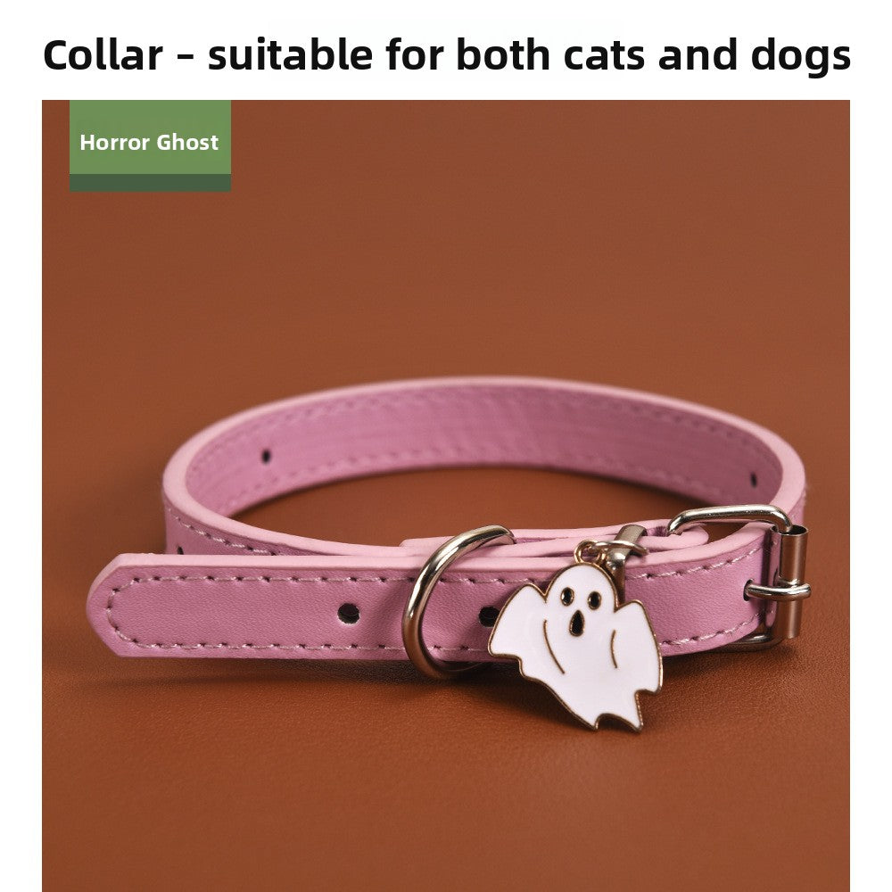 Halloween Pumpkin Lantern Pu Leather Dog Collar