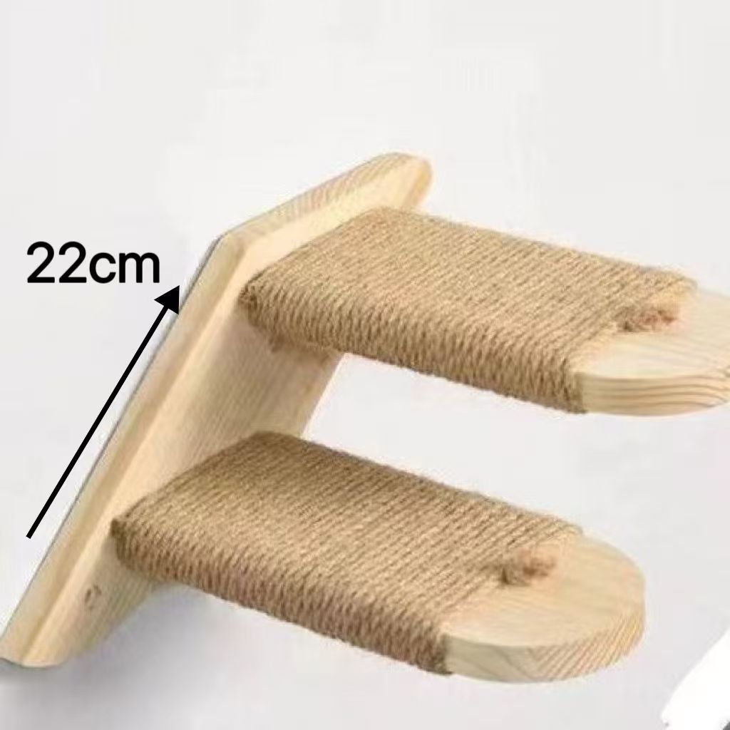 Solid Wood Wall-Mounted Cat Climbing Frame with Sisal Scratching Post
