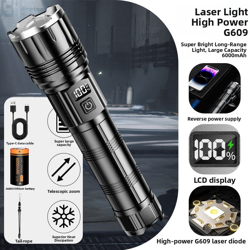 Rechargeable LED Flashlight with LCD Display
