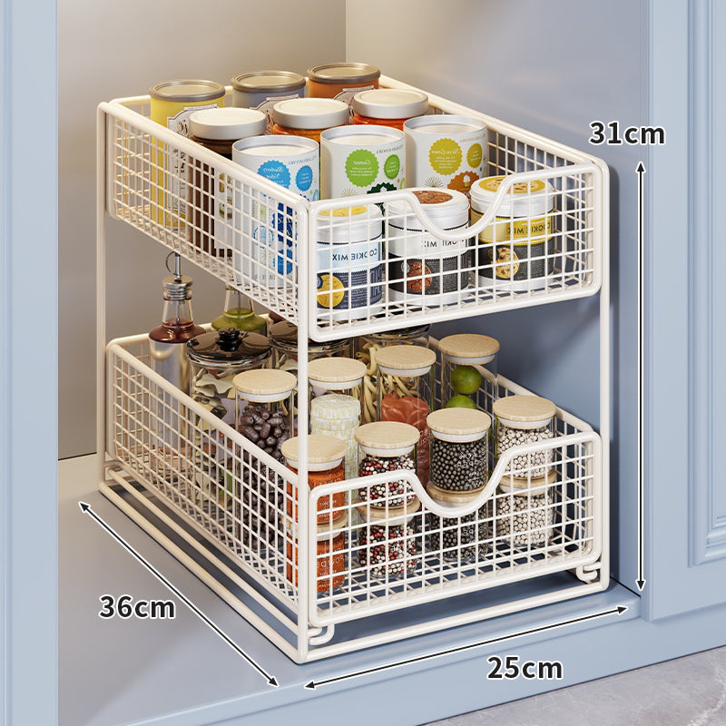 Pull-Out Under-Sink Cabinet Storage Organizer Multi-Layer Sliding Basket