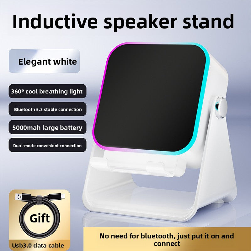 Portable 360 Degree Rotating Bluetooth 5.3 Speaker, USB Rechargeable Wireless Desktop Stereo System