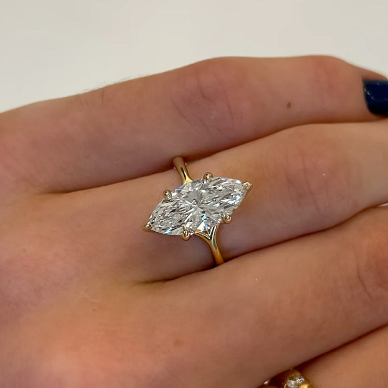 Marquise Cut Geometric Silver Ring