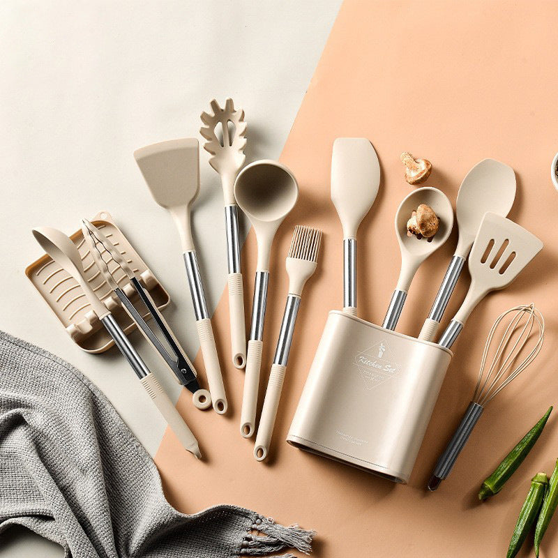 Stainless Steel Handle Silicone Cooking Tool Set