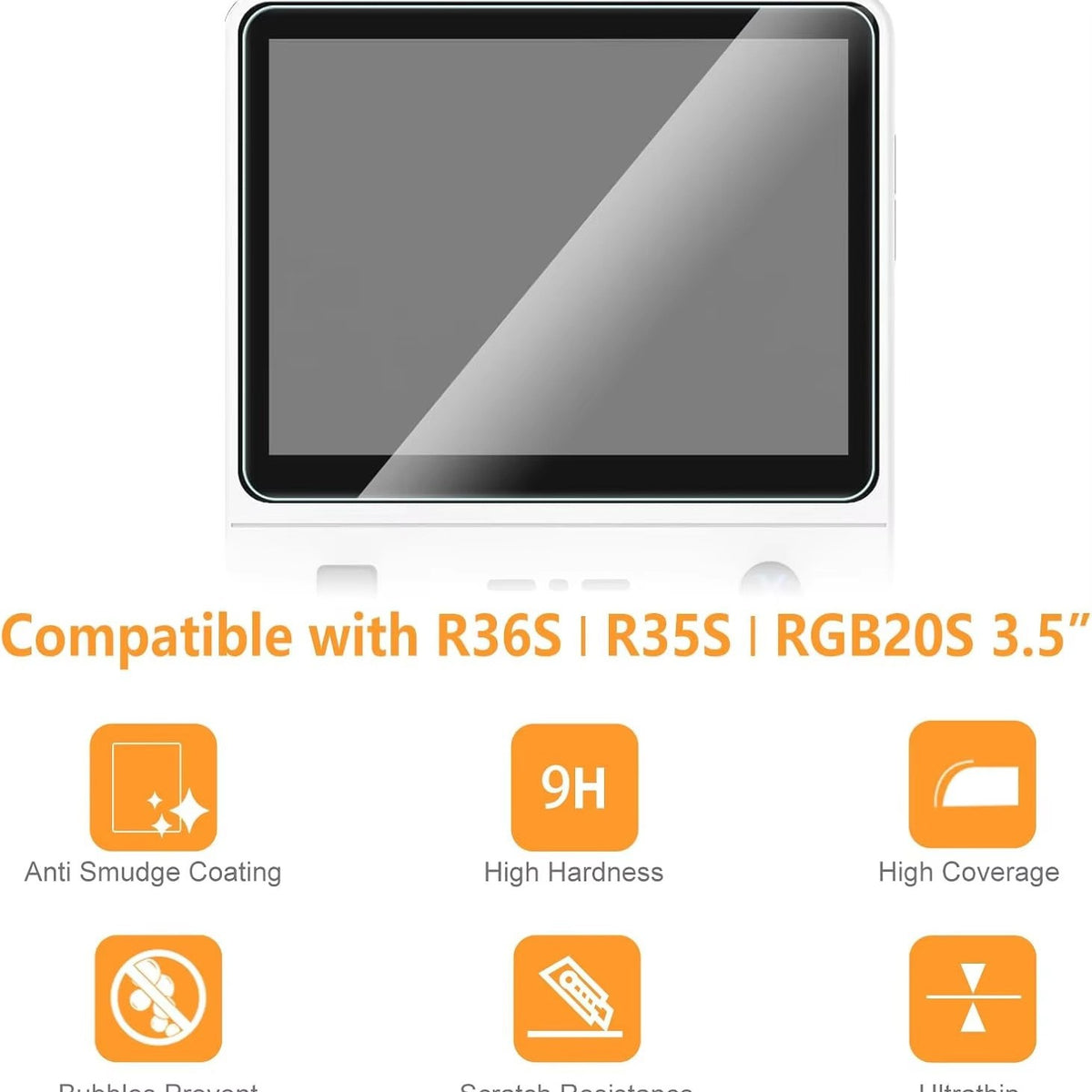Tempered Glass Screen Protector for R36S R35S RGB20S Gaming Console with Case and Caps