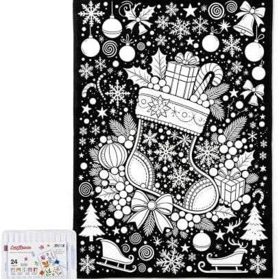 Christmas DIY Coloring Blanket with Markers