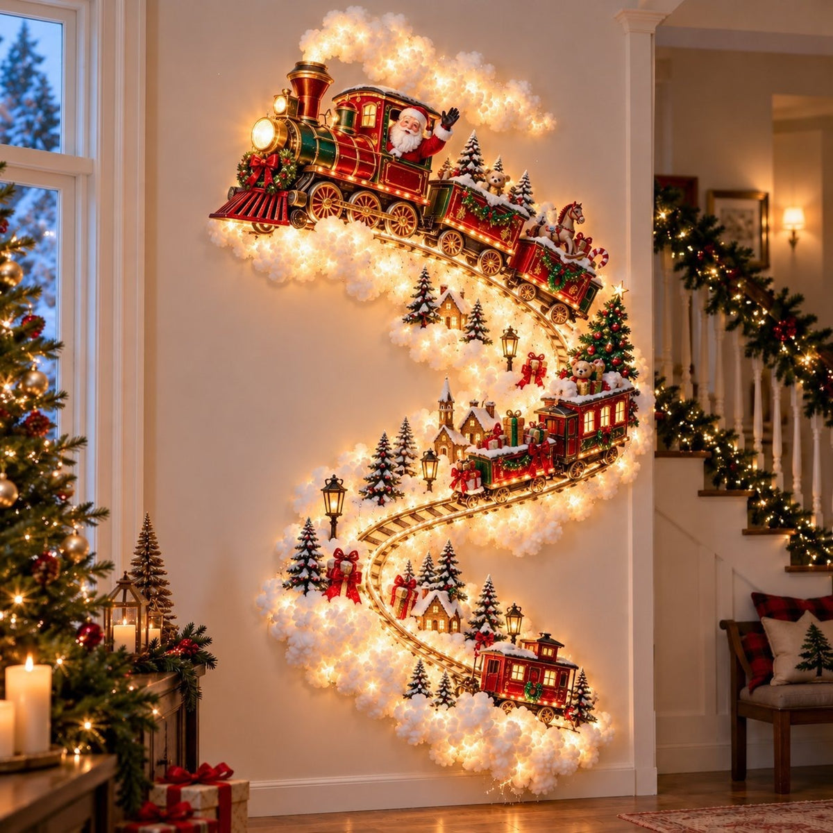 DIY Christmas Magic Trail String Wall Light Kit for Home Holiday Party Decor
