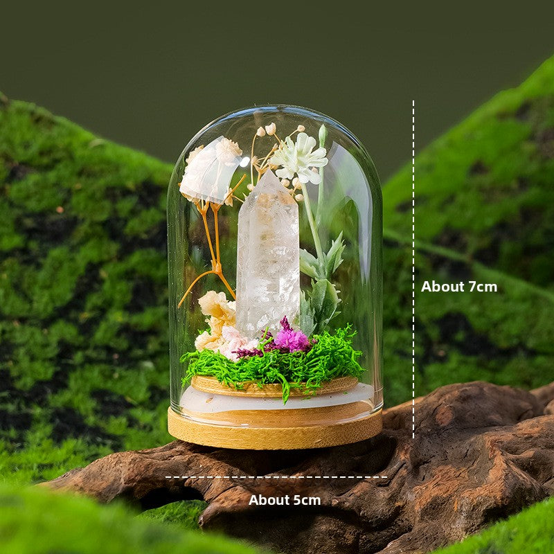 Handmade Crystal Bonsai with Glass Dome