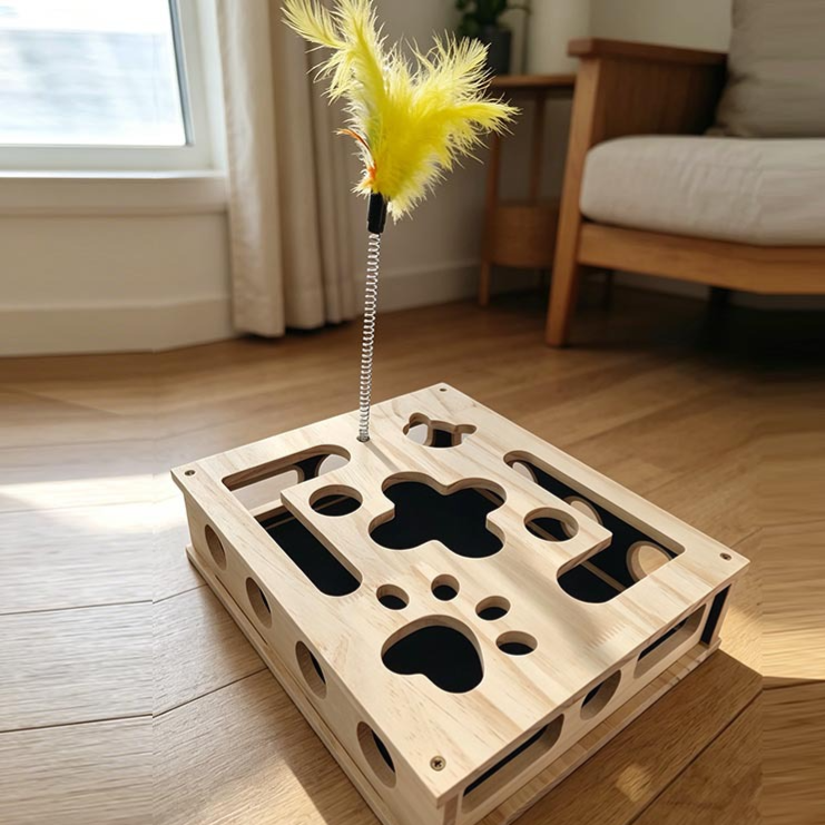 Wooden Cat Puzzle Toy Box
