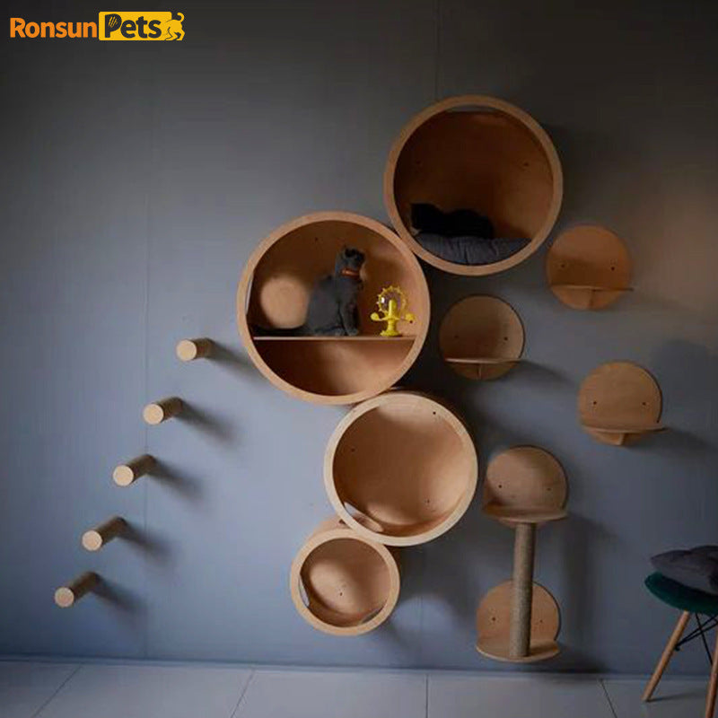 Wall Mounted Cat Climbing Frame with Tunnel