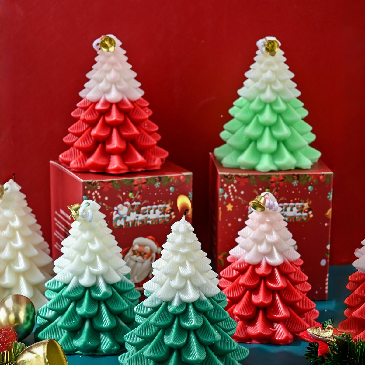 Handmade Christmas Tree Scented Candle Novelty Holiday Gift Box Set