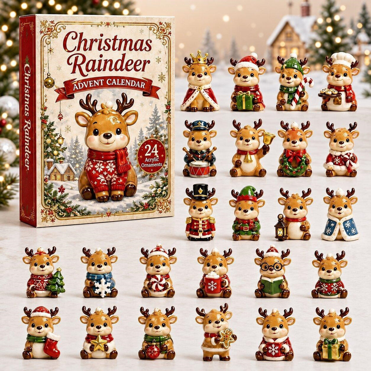 Christmas Advent Calendar Acrylic Blind Box Decoration Collectible Toy
