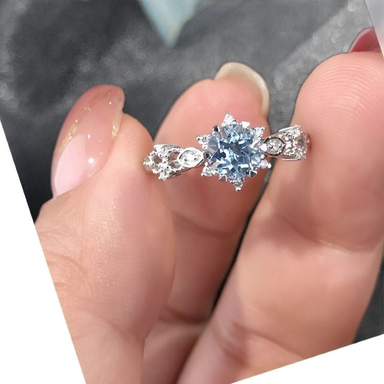 Santa Maria Aquamarine Adjustable Snowflake Ring