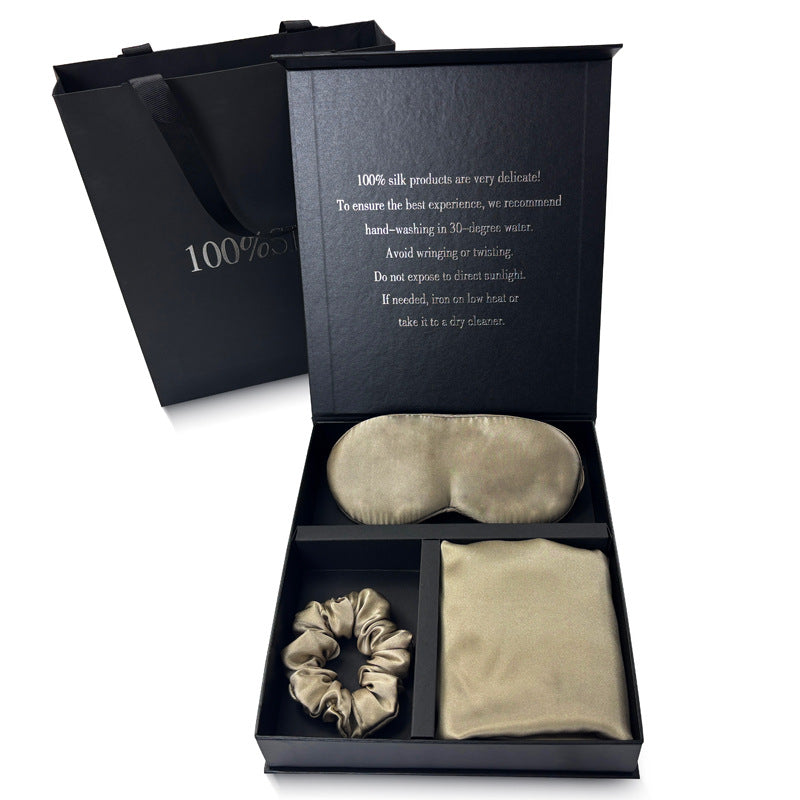 Silk pillowcase, eye mask, hair band
