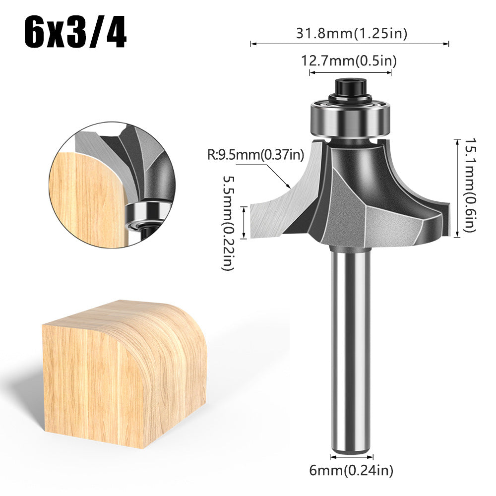 Tungsten Steel Round Angle Woodworking Milling Cutter
