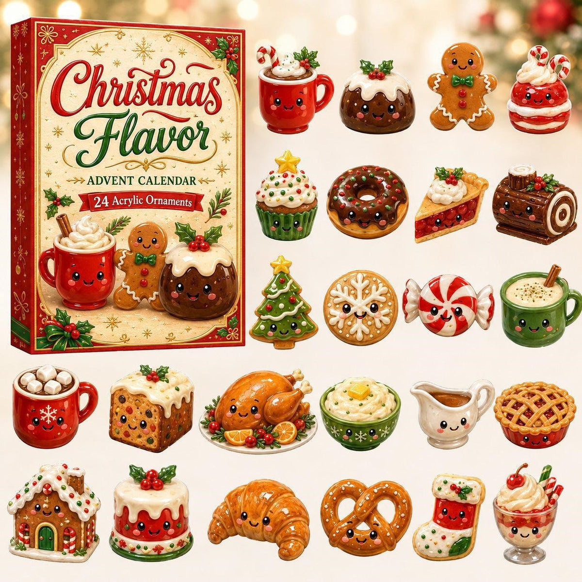 Christmas Advent Calendar Acrylic Blind Box Decoration Collectible Toy